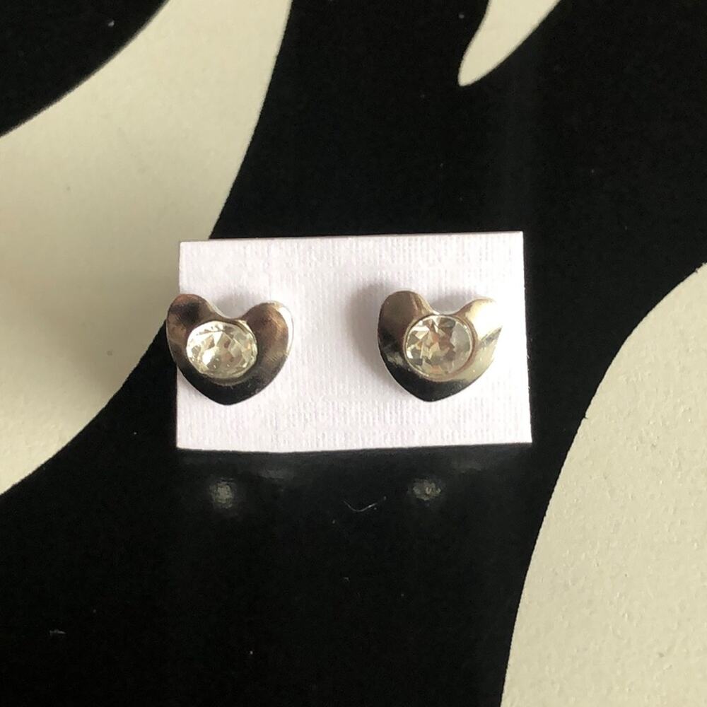 4 for $20 Silver Heart Stud Rhinestone Earrings